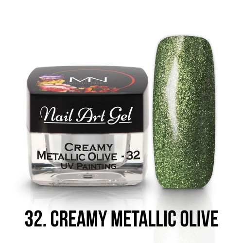 Nail Art Gel- 32 - Creamy Metallic Olive (HEMA-free) - 4g