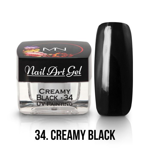 UV Nail Art Gel - 34 - Creamy Black - 4g
